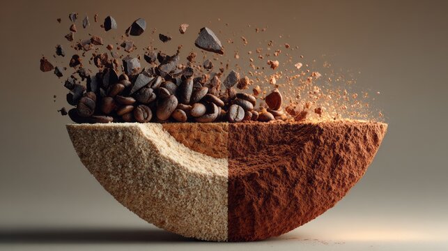 Creative composition of coffee and spices abstract modern