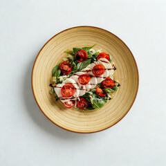 Fresh caprese salad with cherry tomatoes and mozzarella