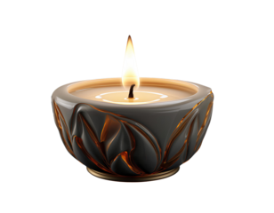 Glowing burning candle emitting soft warm light – peaceful meditation and relaxation mood isolated on a transparent background, PNG