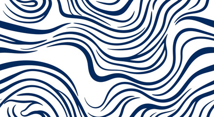 A white background with navy blue wavy lines creating an abstract pattern