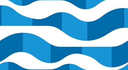 Abstract wave pattern with alternating blue and white undulating shapes