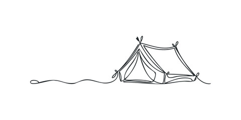Simple Tent Silhouette Continuous Line Drawing