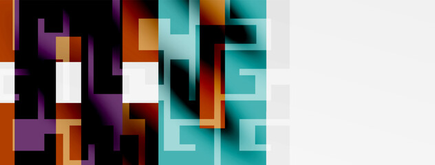 Abstract geometric shapes, vibrant colors, blurred textures create modern digital art. Composition focuses on fragmented forms, dynamic interplay.