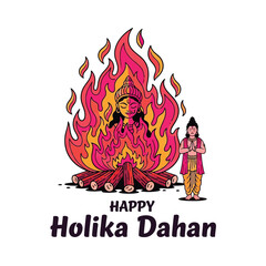 Joyful Holika Dahan Celebration with Bonfire and Festive People