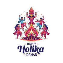 Joyful Holika Dahan Celebration with Bonfire and Festive People
