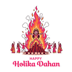 Joyful Holika Dahan Celebration with Bonfire and Festive People