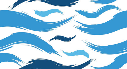 Blue brushstroke wave pattern with varying shades against a white background