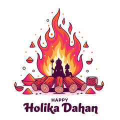 Joyful Holika Dahan Celebration with Bonfire and Festive People
