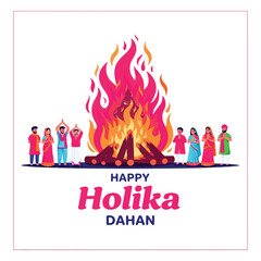 Joyful Holika Dahan Celebration with Bonfire and Festive People