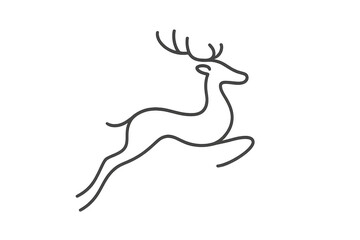 Obraz premium Leaping deer outline as a minimalist graphic and animal logo. Transparent background for versatile use in design projects
