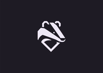 A minimalist badger logo in elegant line art, symbolizing determination and courage, designed with clean flowing strokes in a balanced geometric vector style