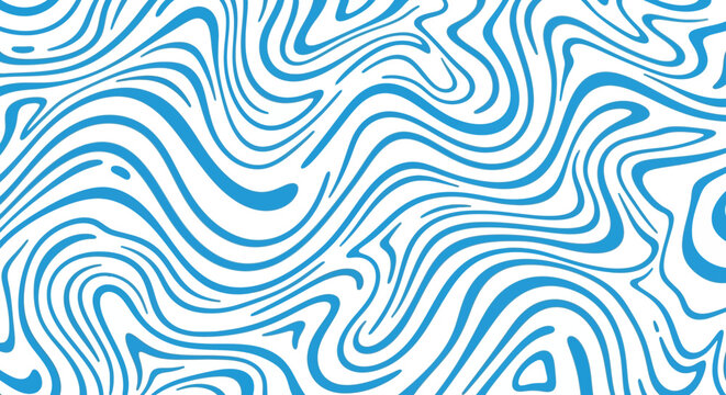 Blue wavy lines against a white background form an abstract flowing pattern resembling water or wood grain