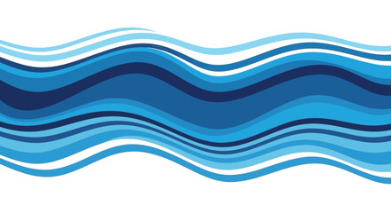 Wavy blue bands of varying shades on a white backdrop