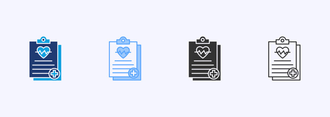 Fototapeta premium Medical Report Icon Set Multiple Style Collection
