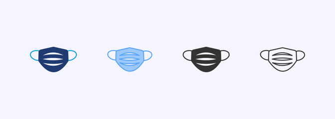 Face Mask Medic Icon Set Multiple Style Collection