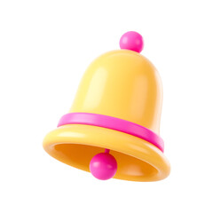 Cute Yellow and Pink 3D Bell Icon with a Fun Playful Design Isolated on a Transparent Background