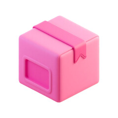 Charming Pink 3D Shipping Parcel with Ribbon Accent Isolated on Transparent Background for Delivery Services