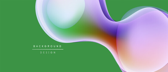 Abstract fluid shapes overlap, creating vibrant color gradients on green backdrop. Modern design element for backgrounds.