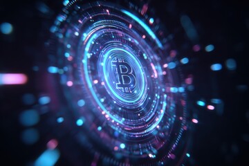 Visual representation of an abstract digital hologram showcasing decentralized finance concepts with vibrant colors and intricate patterns for modern financial technology enthusiasts