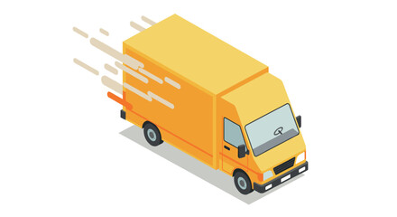 Fototapeta premium Isometric delivery truck in motion on white background for logistics design
