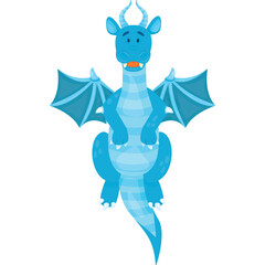 Whimsical Blue Dragon With Wings Spread Wide And A Slight Smile On A Transparent Background