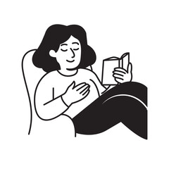 cartoon illustration of a woman with a book