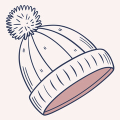 Illustration of a knitted winter hat with pompom