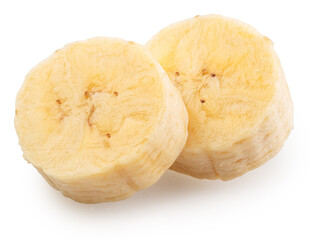 Banana slices isolated on white. File contains clipping paths.