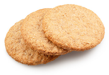 Oatсakes or oat biscuits isolated on white background. File contains clipping paths.