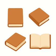 Set of brown books in flat vector style