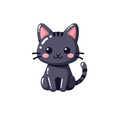 Obraz premium Cute cartoon cat character with big eyes and pink cheeks 