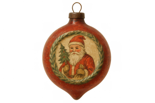Vintage santa claus christmas ornament decorating for holiday concepts, festive season celebration, transparent background - Powered by Adobe