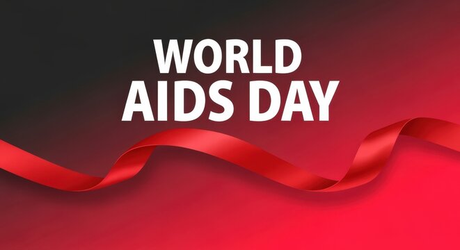 Show your support for World AIDS Day with this impactful red ribbon graphic conveying hope and awareness for health campaigns and community events