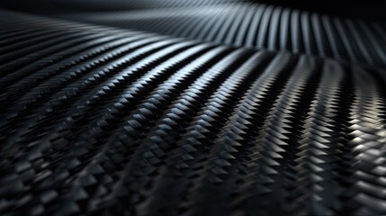 Textured Waves of Dark Carbon Fiber Pattern Creating Dynamic Shadows and Light Reflections in Modern Design