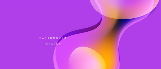 Abstract purple background features flowing shapes, gradients. Modern design elements create dynamic visual experience. Text reads background design.