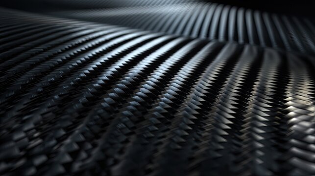 Textured Waves of Dark Carbon Fiber Pattern Creating Dynamic Shadows and Light Reflections in Modern Design