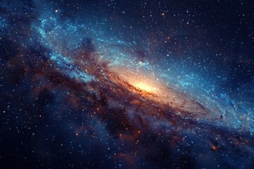 Obraz premium Vibrant galaxy nebula showcasing cosmic beauty with swirling colors and bright stars in the vastness of space