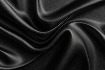 Fototapeta premium Elegant black satin fabric with subtle sheen and rich texture, perfect for various design applications and creative projects