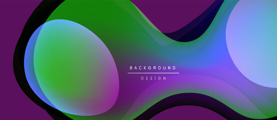 Abstract fluid shapes, vibrant colors blend. Modern design elements create dynamic composition. Background features gradients, smooth transitions.
