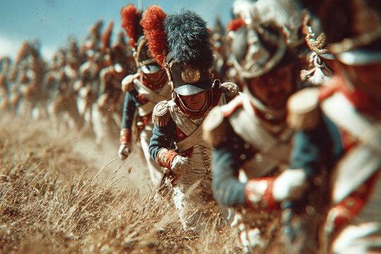 Soldiers charge in the Battle of Marengo during the War of the Second Coalition