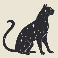 Celestial cat with stars, a mystical feline friend