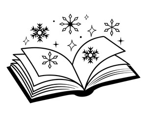 Open book with snowflakes