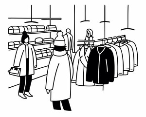 People shopping for clothes