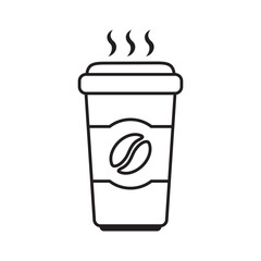 Paper Coffee Cup Icon – Takeaway Beverage Symbol, Disposable Hot Coffee Drink Icon