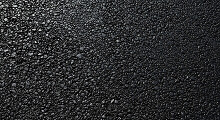 Black asphalt texture with small pebbles, abstract background representing a road surface or construction material for creating depth and detail in designs