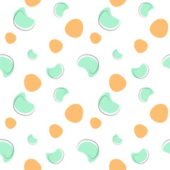 seamless green and orange shape on white background abstract background, retro style, for fabric, cards, posters, covers, banners, or branding. Vector illustration