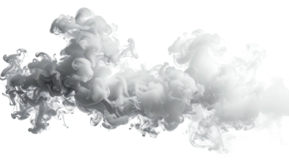 Swirling cloud of dense white smoke against a black backdrop