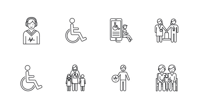 Disability accessible technology and inclusive family support icons