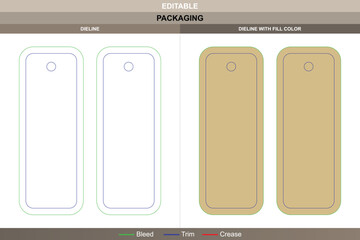 Keychain dieline designed through vector accuracy refining printing balance packaging outline detailed die line cut supports durable shape for custom key holder product
