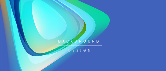 Abstract flowing shapes, vibrant blues, greens create dynamic background. Text reads background design. Modern, clean aesthetic.